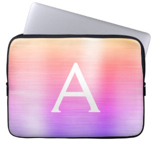 Housse Pour Ordinateur Portable Monogramme en acier inoxydable rose et violet