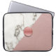 Housse Pour Ordinateur Portable Monogramme en marbre moderne rose pâle (Devant)