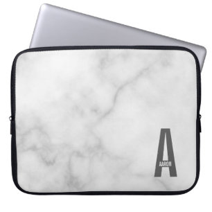 Housse Pour Ordinateur Portable Monogramme et nom personnalisés gras modernes