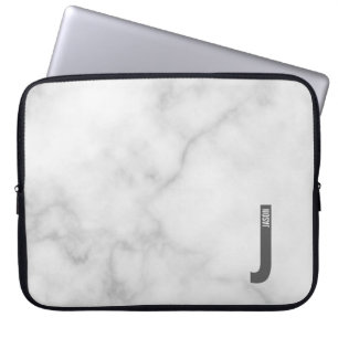 Housse Pour Ordinateur Portable Monogramme et nom personnalisés gras modernes