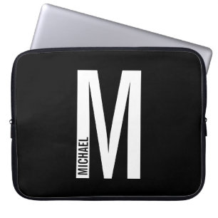 Housse Pour Ordinateur Portable Monogramme et nom personnalisés modernes