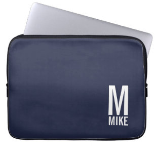 Housse Pour Ordinateur Portable Monogramme et nom personnalisés modernes