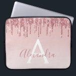 Housse Pour Ordinateur Portable Monogramme étincelant rose or<br><div class="desc">Blush Pink - Rose Gold Faux Parties scintillant de goutte et Élégant Monogramme Girly mignonne Ordinateur portable Coque ou Manche. Ce coque peut être customisé pour inclure votre nom de script de signature.</div>