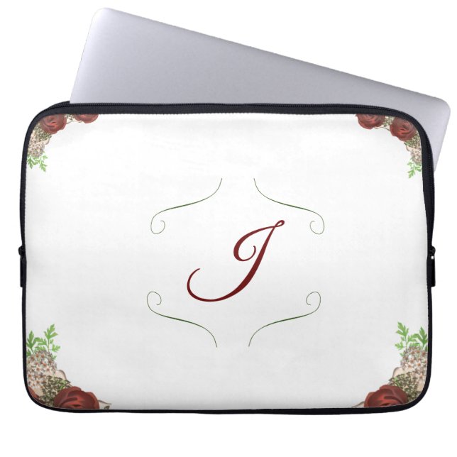 Housse Pour Ordinateur Portable Monogramme floral (Devant)