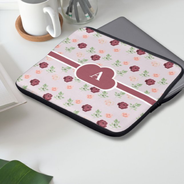 Housse Pour Ordinateur Portable Monogramme floral (Créateur téléchargé)