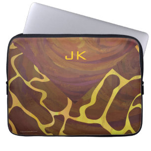 Housse Pour Ordinateur Portable Monogramme Giraffe Brown, Impression Jaune