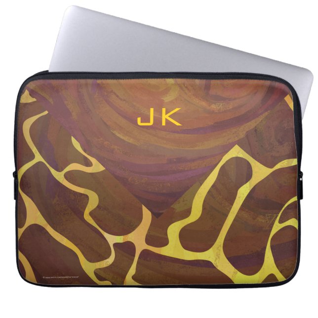 Housse Pour Ordinateur Portable Monogramme Giraffe Brown, Impression Jaune (Devant)