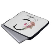 Housse Pour Ordinateur Portable Monogramme Initiale C Rose Boho Girly Floral (Devant bas)