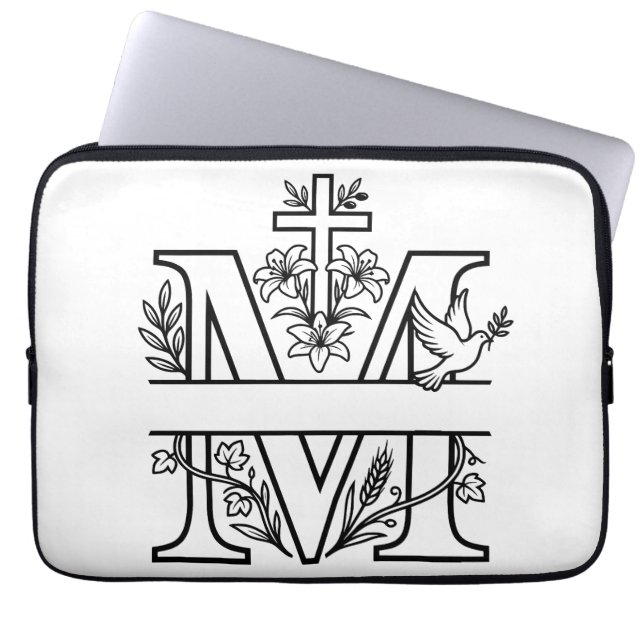 Housse Pour Ordinateur Portable Monogramme M chrétien  (Devant)