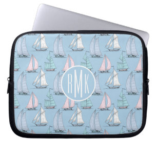 Housse Pour Ordinateur Portable Monogramme mignon du motif   de voilier