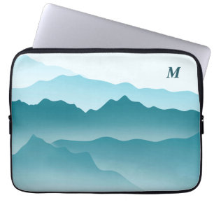 Housse Pour Ordinateur Portable Monogramme minimaliste bleu sur mesure