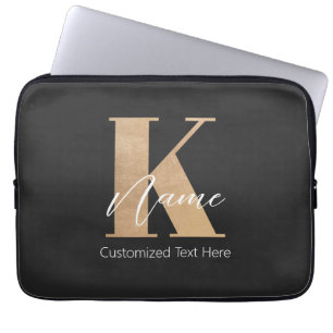 Housse Pour Ordinateur Portable Monogramme moderne Initiale K & Nom Personnalisé