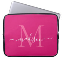 Monogramme moderne Magenta Rose Girl Nom de script