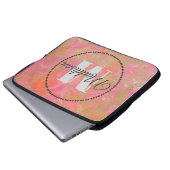 Housse Pour Ordinateur Portable Monogramme Motif moderne Votre nom Marbre rose (Devant bas)