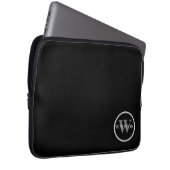 Housse Pour Ordinateur Portable Monogramme noir blanc Nom personnalisé (Devant droit)