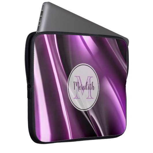 Housse Pour Ordinateur Portable Monogramme noir violet Abstrait (Devant droit)
