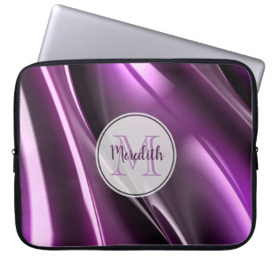 Housse Pour Ordinateur Portable Monogramme noir violet Abstrait