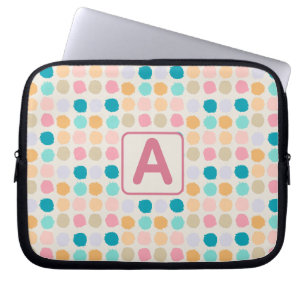 Housse Pour Ordinateur Portable Monogramme Pastel à Points