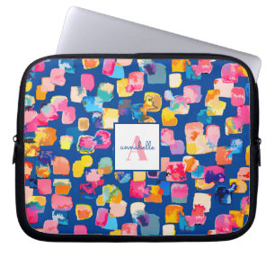 Housse Pour Ordinateur Portable Monogramme Peint Abstrait Personnalisé