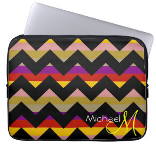 Housse Pour Ordinateur Portable Monogramme personnalisé Chevron Zigzag Moderne 8