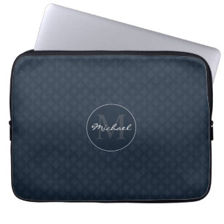 Housse Pour Ordinateur Portable Monogramme personnalisé foncé beau de bleu marine