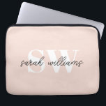Housse Pour Ordinateur Portable Monogramme personnalisé moderne Nom rose<br><div class="desc">Monogramme personnalisé moderne Nom Portable rose</div>