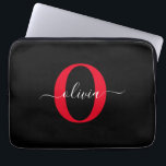 Housse Pour Ordinateur Portable Monogramme personnalisé Nom du script Noir Blanc R<br><div class="desc">Ce monogramme élégant et design de nom de script peut être offert en cadeau pour un anniversaire, mariage, douche nuptiale, anniversaire, fête des mères ou toute occasion. Il peut être personnalisé avec l'initiale et le nom de la personne. Vous pouvez modifier la police, la couleur de police, la taille de...</div>