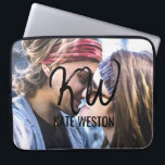 Housse Pour Ordinateur Portable Monogramme photo et script de brosse personnalisés<br><div class="desc">Cette pièce est un design personnalisé, moderne et auto-customisé. Il comporte une photo que le client remplace par sa propre photo et ses initiales de script de brosse. Cette impression ajoutera sûrement au style personnel de n'importe quel homme ou femme, le rendant à la mode et audacieux. Ce design particulier...</div>