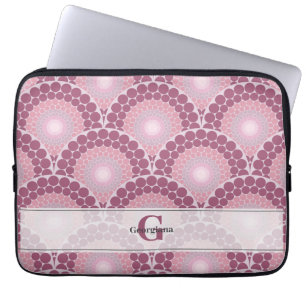 Housse Pour Ordinateur Portable Monogramme Radiant Rose Dusky Rose Dot Mandala