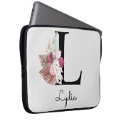 Housse Pour Ordinateur Portable Monogramme Rose Boho Girl Floral Initial L (Devant droit)