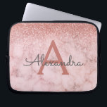 Housse Pour Ordinateur Portable Monogramme Rose en or Parties scintillant en marbr<br><div class="desc">Glam Rose Gold - Pink Ombre Faux Parties scintillant et Sparkle Marble Pierre Coque moderne et élégant Monogram. Ce coque peut être customisé pour inclure votre nom initial et prénom.</div>