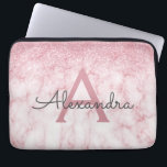 Housse Pour Ordinateur Portable Monogramme Rose en or Parties scintillant en marbr<br><div class="desc">Glam Rose Gold Ombre Faux Parties scintillant et Sparkle Marble Pierre Coque moderne et élégante. Ce coque peut être customisé pour inclure votre nom initial et prénom.</div>