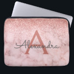 Housse Pour Ordinateur Portable Monogramme Rose en or Parties scintillant en marbr<br><div class="desc">Glam Rose Gold - Pink Ombre Faux Parties scintillant et Sparkle Marble Pierre Coque moderne et élégant Monogram. Ce coque peut être customisé pour inclure votre nom initial et prénom.</div>