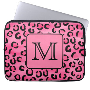Housse Pour Ordinateur Portable Monogramme rose lumineux de coutume d'empreinte de