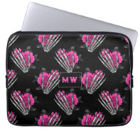 Monogramme squelette de roses roses gothiques vint
