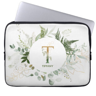 Housse Pour Ordinateur Portable Monogramme T Élégant Portable De Verdure