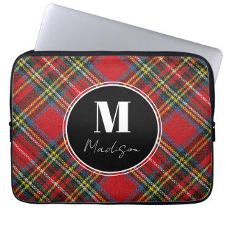 Housse Pour Ordinateur Portable Monogramme Tartan Nom du plan Manche de l'ordinate