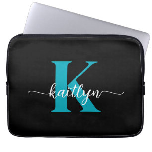 Housse Pour Ordinateur Portable Monogramme Turquoise noir