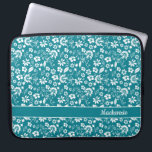 Housse Pour Ordinateur Portable Monogramme Turquoise Turquoise Fleurs tropicales<br><div class="desc">Manche Portable Turquoise Turquoise Tropical Flowers Monogram. Facile à customiser avec du texte,  des polices et des couleurs. Créé par le designer pro Zazzle BK Thompson exclusivement pour Cedar et String; veuillez nous contacter si vous avez besoin d'aide pour le design.</div>