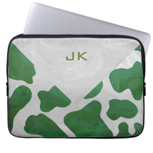 Housse Pour Ordinateur Portable Monogramme vert et blanc de vache