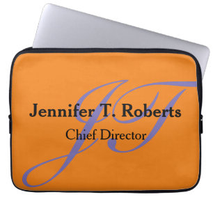 Housse Pour Ordinateur Portable Monographie de script gris clair moderne