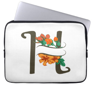 Housse Pour Ordinateur Portable Monographie florale H lettre majuscule
