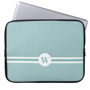 Housse Pour Ordinateur Portable Monographie ronde personnalisable monogramme bleu