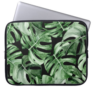 Housse Pour Ordinateur Portable Monstère foncée : Aquarelle tropicale Imprimer.