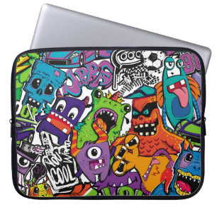 Housse Pour Ordinateur Portable Monstres de bandes dessinées Abstraits sans soudur