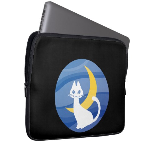 Housse Pour Ordinateur Portable Moonlight white cat (Devant droit)