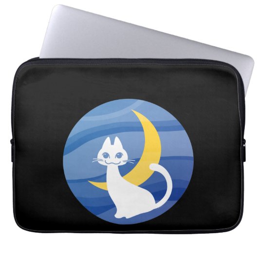 Housse Pour Ordinateur Portable Moonlight white cat  (Devant)