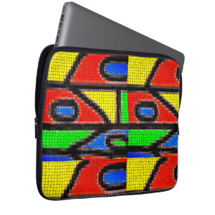 Housse Pour Ordinateur Portable Mosaïque artisanale, Peinture Barcelone Tilles Coq