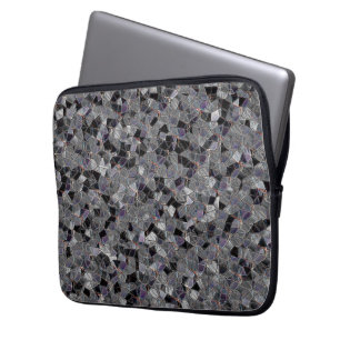 Housse Pour Ordinateur Portable Mosaïque noire et grise avec couleur partiellement