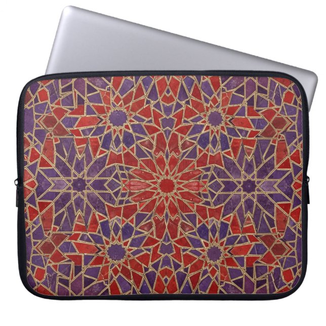Housse Pour Ordinateur Portable mosaïque rouge violet (Devant)